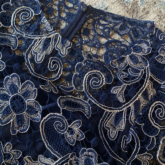 Marina women’s blue lace overlay formal dress 16W midi Mother of the Bride - Picture 2 of 7